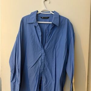 Zara Women’s Casual Blue Button Down Shirt